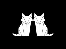 Pair of the Fox Polygonal Lines Illustration, can use for Logo Gram, Art Illustration, Website, Pictogram, Apps, or for Design Element. Vector Illustration