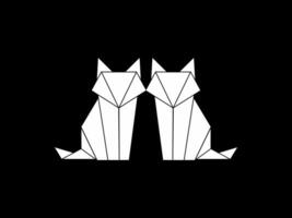 Pair of the Fox Polygonal Lines Illustration, can use for Logo Gram, Art Illustration, Website, Pictogram, Apps, or for Design Element. Vector Illustration