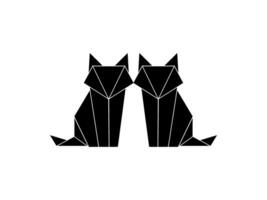 Pair of the Fox Polygonal Lines Illustration, can use for Logo Gram, Art Illustration, Website, Pictogram, Apps, or for Design Element. Vector Illustration