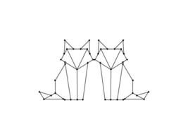 Pair of the Fox Polygonal Lines Illustration, can use for Logo Gram, Art Illustration, Website, Pictogram, Apps, or for Design Element. Vector Illustration