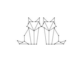 Pair of the Fox Polygonal Lines Illustration, can use for Logo Gram, Art Illustration, Website, Pictogram, Apps, or for Design Element. Vector Illustration