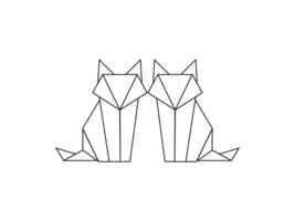 Pair of the Fox Polygonal Lines Illustration, can use for Logo Gram, Art Illustration, Website, Pictogram, Apps, or for Design Element. Vector Illustration