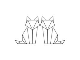 Pair of the Fox Polygonal Lines Illustration, can use for Logo Gram, Art Illustration, Website, Pictogram, Apps, or for Design Element. Vector Illustration