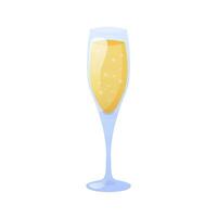 Champagne glass isolated object. Sparkling wine in wineglass. Vector illustration of alcohol beverage