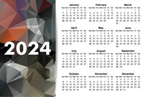 Simple calendar for 2024 year. vector