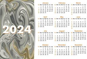 nuevo 2024 sencillo calendario diseño vector