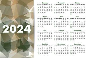 Simple calendar for 2024 year. vector