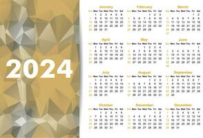 Simple calendar for 2024 year. vector