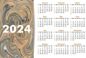 nuevo 2024 sencillo calendario diseño vector