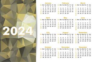 Simple calendar for 2024 year. vector