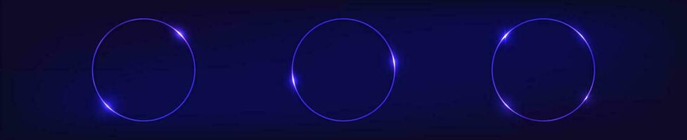 Neon round frame with shining effects vector