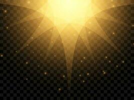 Sunlight on a background. Isolated yellow rays of light. Vector illustration