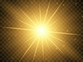 Sunlight on a background. Isolated yellow rays of light. Vector illustration