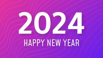 2024 Happy New Year background.  Modern greeting banner template with white 2024 New Year numbers on purple abstract background with lines. Vector illustration