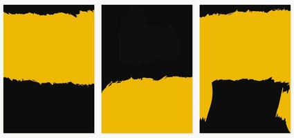 set of Abstract Yellow Grunge Scratch Flyer Template vector