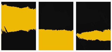 set of Abstract Yellow Grunge Scratch Flyer Template vector