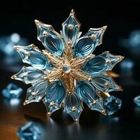 AI generated Snowflake isolated on background with intricate details. Christmas time photo