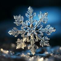 AI generated Snowflake isolated on background with intricate details. Christmas time photo