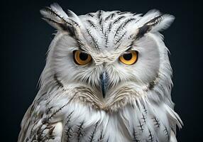 AI generated Realistic portrait of an owl on dark background. photo