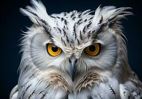 AI generated Realistic portrait of an owl on dark background. photo