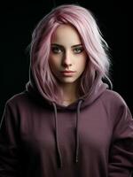 AI generated Young teenager wearing a colorful hoodie. Casual fashion photo