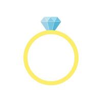 Wedding ring with a diamond on a white background. Vector illustration in a flat style, an element for design on Valentine's day.