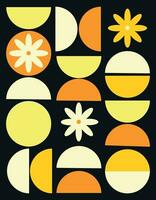 set of flowers. Abstract banner in Bauhaus style. Elements of Bauhaus flowers. Bauhaus poster. Vector illustration