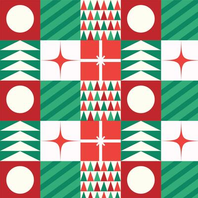 christmas background with snowflakes. New Year's pattern in Bauhaus style. Christmas background in Bauhaus style. Vector illustration