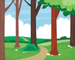 Vector illustration of a beautiful summer city park, panoramic banner