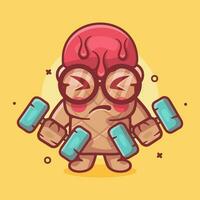 cute ice cream use cone character mascot doing bodybuilding using dumbbell isolated cartoon in flat style design vector