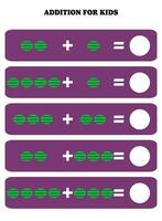 adición página para niños. educativo matemáticas juego para niños con sandía. imprimible hoja de cálculo diseño. aprendizaje matemático vector