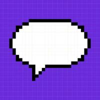 Pixel rounded dialog box on a bright purple background. Illustration in the style of an 8-bit retro game, controller, cute frame for inscriptions. vector