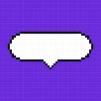 Pixel oval dialog box on a bright purple background. Illustration in the style of an 8-bit retro game, controller, cute frame for inscriptions. vector