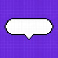 Pixel oval dialog box on a bright purple background. Illustration in the style of an 8-bit retro game, controller, cute frame for inscriptions. vector