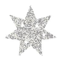 plata Brillantina de siete puntas estrella aislado en un blanco antecedentes. vector espumoso decorativo elemento, día festivo.