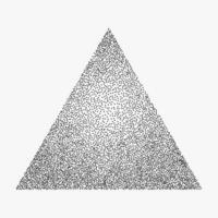 A triangle-shaped figure made of black dots isolated on a light background. Image in the style of halftone, stiplism, gradient retro pattern. vector