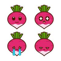 Set of Cute Turnip Stickers vector