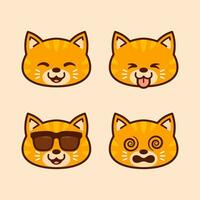 Set of Cute Tabby Cat Stickers vector