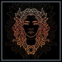 Gradient Colorful Aphrodite head mandala arts isolated on black background vector