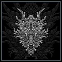 Monochrome Dragon head mandala arts isolated on black background vector