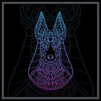 Gradient Colorful Anubis head mandala arts isolated on black background vector