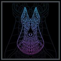 Gradient Colorful Anubis head mandala arts isolated on black background vector