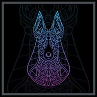 degradado vistoso anubis cabeza mandala letras aislado en negro antecedentes vector