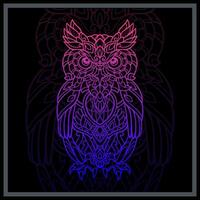 Gradient Colorful Owl bird mandala arts isolated on black background vector