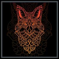 Gradient Colorful Fox head mandala arts isolated on black background vector