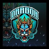 diseño de logotipo de esport de mascota de cabeza de dragón vector