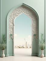 AI generated Editable Islamic ramadan greeting card design template photo