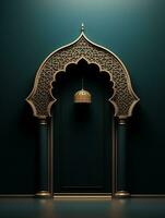 AI generated Editable Islamic ramadan greeting card design template photo