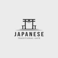 japanese torii gate  logo vintage vector illustration concept template icon design