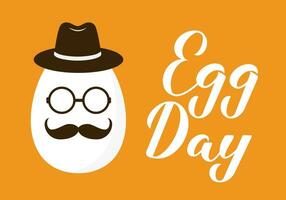 Egg Day calligraphy hand lettering with cartoon character. Funny typography poster. Vector template for banner, flyer, sticker, shirt, greeting card, postcard, logo design, etc.